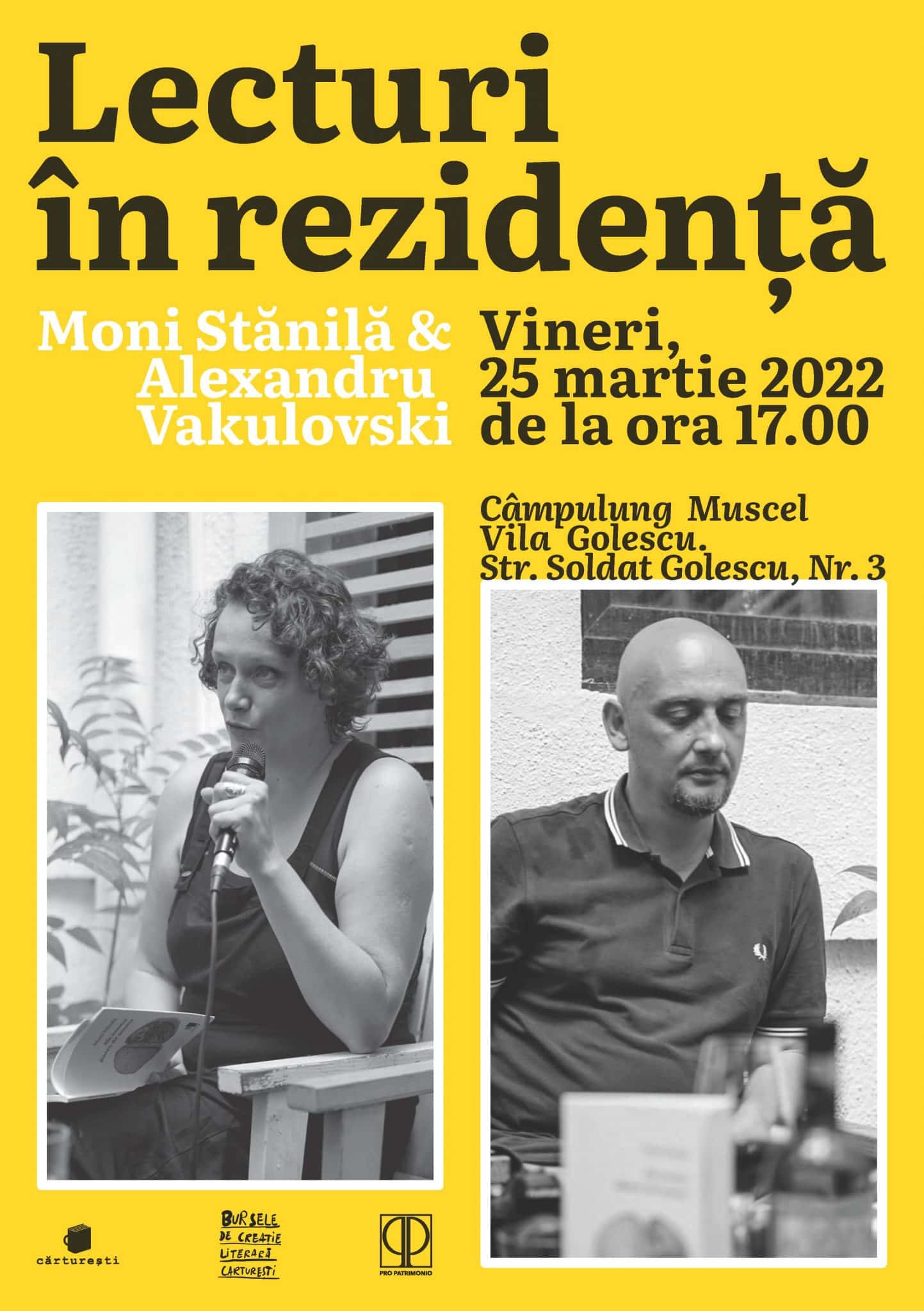 Lecturi în rezidenţă – 25 martie la Vila Golescu