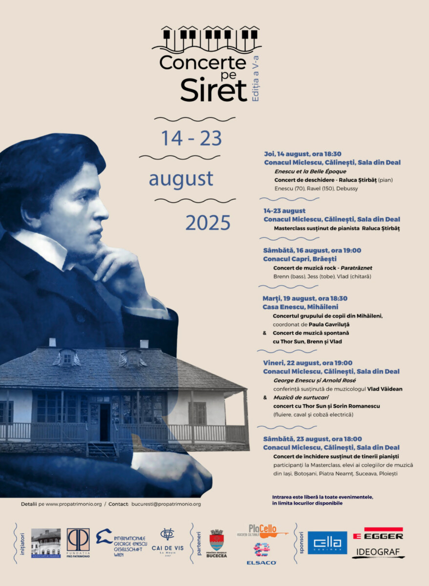 Concerte pe Siret revine cu ediţia a V-a şi marchează redeschiderea Casei George Enescu din Mihăileni