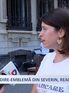 Cadru din reportajul Știrile Terra Sat despre cercetarea finisajelor istorice la Drobeta-Turnu Severin.